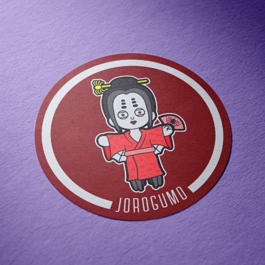 Sticker Rond Spider Lady Jorogumo | Yokai japonais