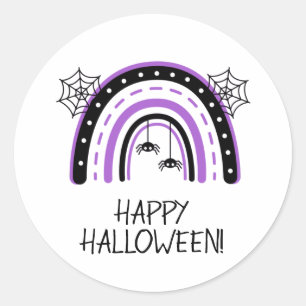Sticker Rond Spider Rainbow Happy Halloween heureux