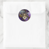 Sticker Rond Spider Steampunk sur Arrière - plan pourpre (Sac)