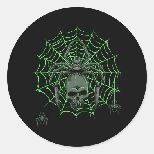 Sticker Rond Spider Web Crâne Horreur Costume d'Halloween Spide (Devant)
