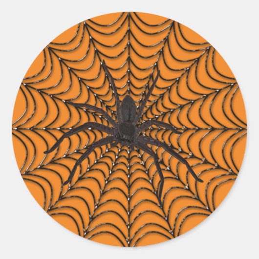 Sticker Rond Spider Web Et Black Spider Halloween (Devant)