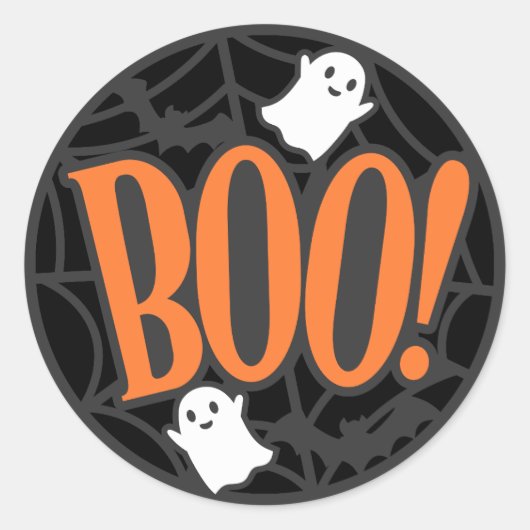 Sticker Rond Spider Web Ghost Boo! Halloween (Devant)