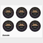 Sticker Rond Spider web noir violet orange motif Halloween (Feuille)