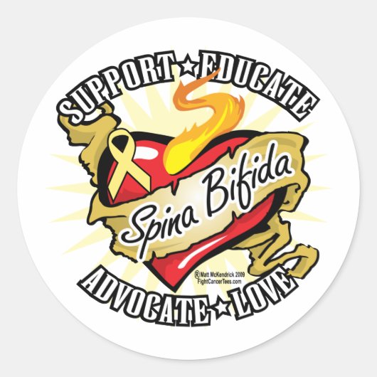 Sticker Rond Spina Bifida Coeur classique (Devant)