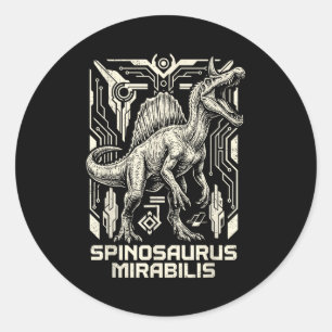 Sticker Rond Spinosaurus mirabilis nouveau dinosaure préhistori