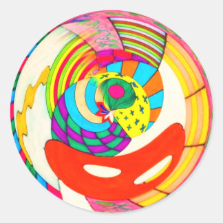 Sticker Rond Spiral of Lines and Colors