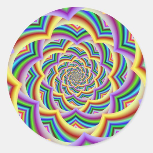 Sticker Rond Spirale de Chevron Courbé Coloré (Devant)