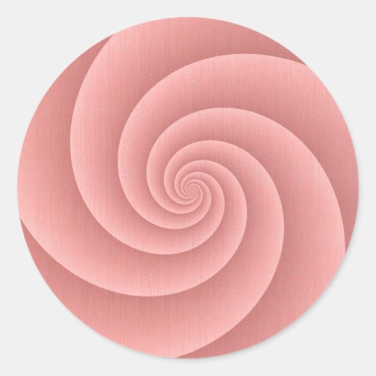 Sticker Rond Spirale en corail rose brossé texture métallique I (Devant)