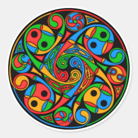 Sticker Rond Spirale en verre à chaîne celtique (Devant)