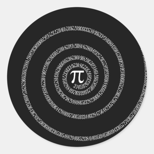 Sticker Rond Spirale pour la typographie de Pi sur Noir (Devant)