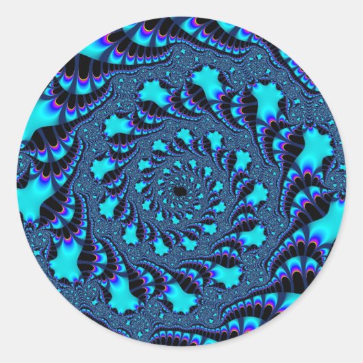 Sticker Rond Spirale tourbillon turquoise (Devant)