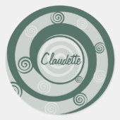 Sticker Rond Spirales de déesse païenne Vert Personnalisé (Devant)
