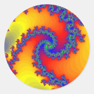 Sticker Rond Spirales Fractales Colorées :