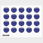 Sticker Rond Splash Parties scintillant argent sur Royal Blue (Feuille)