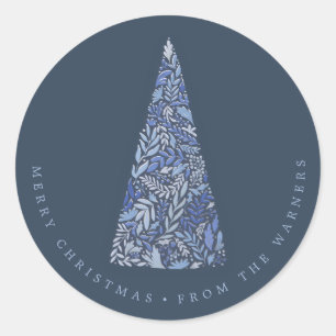 Sticker Rond Splendide Arbre d'Épinette Bleu Noël/vacances