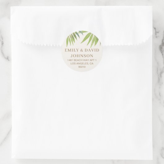 Sticker Rond Splendide Faire-part de mariage d'amour pour palmi (Sac)