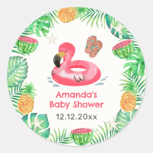 Sticker Rond Splish Splash Fête Bébé Tropicale Piscine