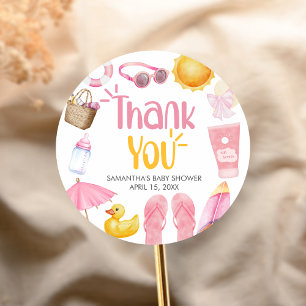 Sticker Rond Splish Splash Fête de Bébé d'Été