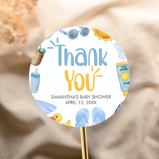 Sticker Rond Splish Splash Fête de Bébé d'Été