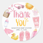 Sticker Rond Splish Splash Fête de Bébé d'Été (Devant)