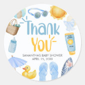 Sticker Rond Splish Splash Fête de Bébé d'Été (Devant)