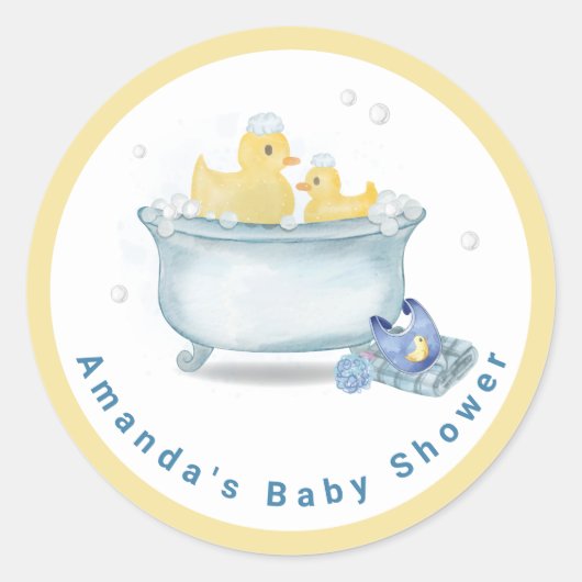 Sticker Rond Splish Splash Maman Canard Bébé Douche (Devant)