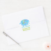 Sticker Rond Splish Splash Pool Party Garçon Anniversaire Stick (Enveloppe)