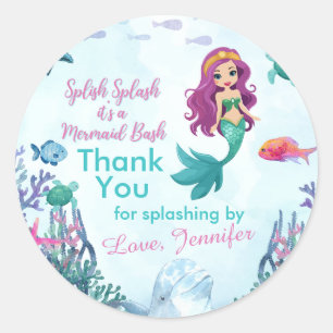 Sticker Rond Splish Splash Purple Mermaid Bash Merci