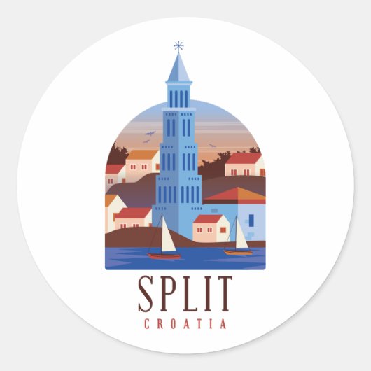 Sticker Rond Split Croatie Dalmatie Vintage (Devant)