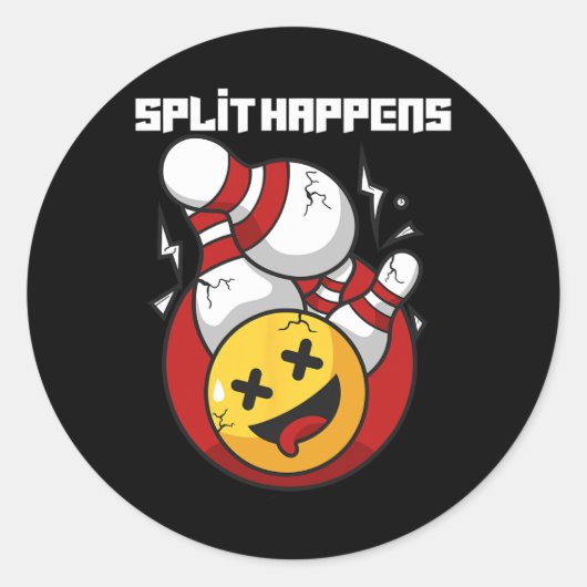 Sticker Rond Split Happy Drôle Bowling Bowler (Devant)