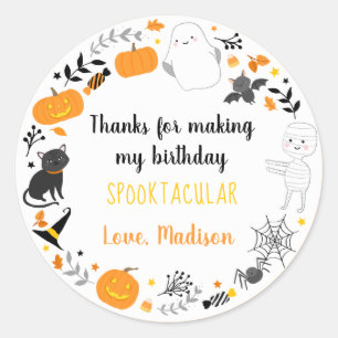Sticker Rond Spooktacular Halloween Anniversaire Merci