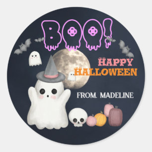 Sticker Rond Spooktacular mignon invitations de fête d'Hallowee