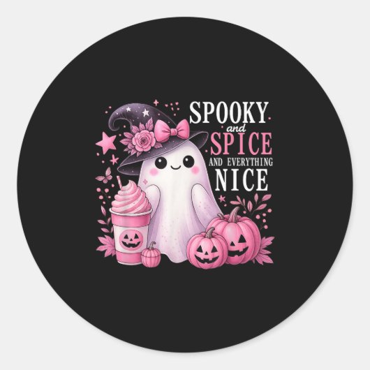 Sticker Rond Spooky And Spice And Everything Nice Halloween Pin (Devant)