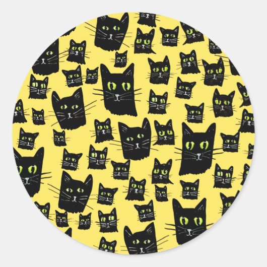 Sticker Rond Spooky Black Cats                                  (Devant)