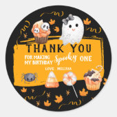 Sticker Rond Spooky One Cute Halloween Birthday Thank You (Devant)