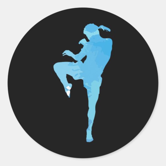 Sticker Rond Sport de boxe thaïlandaise Muay (Devant)