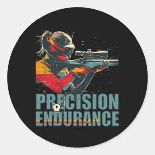 Sticker Rond SPORT D'Hiver Rétro De Précision Et D'Endurance De
