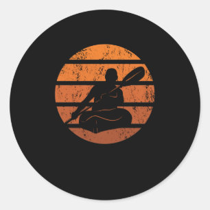 Sticker Rond Sport Vintage de canoë-kayak