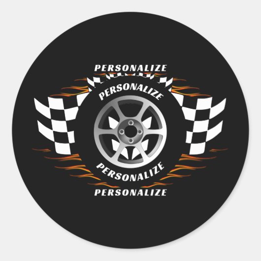 Sticker Rond Sport Voiture Racing Personnaliser À damiers Drape (Devant)