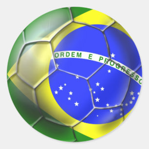 Sticker Rond Sports 2014 brésiliens de drapeau du football du