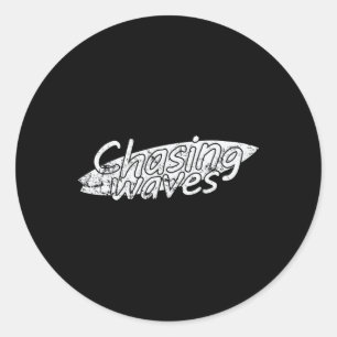 Sticker Rond Sports de surf de chasse de vagues