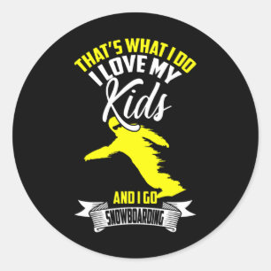 Sticker Rond Sports D'hiver Parents Et Parents De Ski Avec Enfa