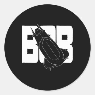 Sticker Rond Sports d'hiver Sledding Luging Bobscurci Bob