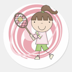 Sticker Rond Sports Girl Tennis Tshirts et cadeaux