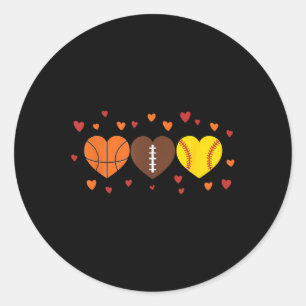 Sticker Rond Sports Love Football Basketball Saint-Valentin