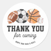 Sticker Rond Sports modernes Merci d'anniversaire (Devant)