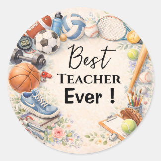 Sticker Rond Sports Teacher Thank You Gift End of School Year