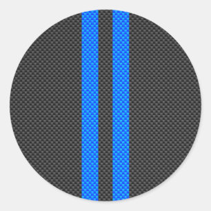 Sticker Rond Sporty Sky Blue Carbon Style Fibre Stripes de cour