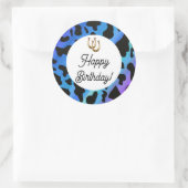 Sticker Rond Spots de vache bleu et noir Anniversaire (Sac)