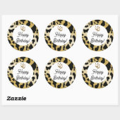 Sticker Rond Spots de vache dorée et noire Anniversaire (Feuille)